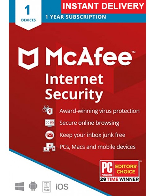 Mcafee Internet Security 2020 (One Year One User Subsription)